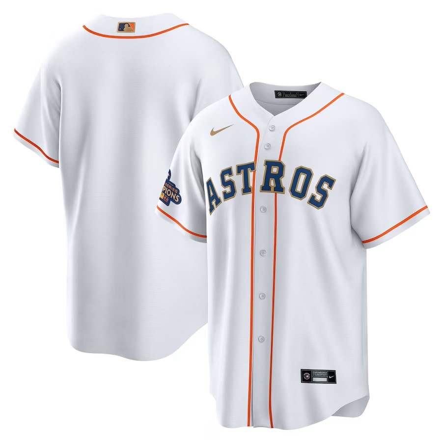 Men's Houston Astros Nike White/Gold 2023 Gold Collection Jersey