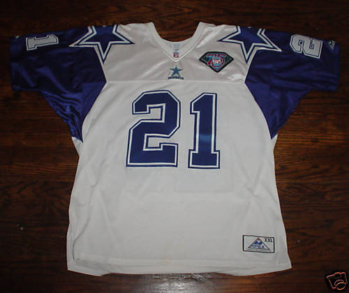 Mitchell & Ness Cowboys #21 Deion Sanders White With 75TH Stitch