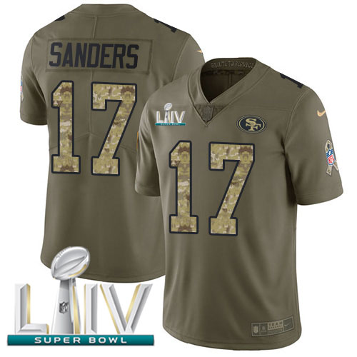 Nike 49ers #17 Emmanuel Sanders Olive/Camo Super Bowl LIV 2020 Youth Stitched NFL Limited 2017 Salute To Service Jersey