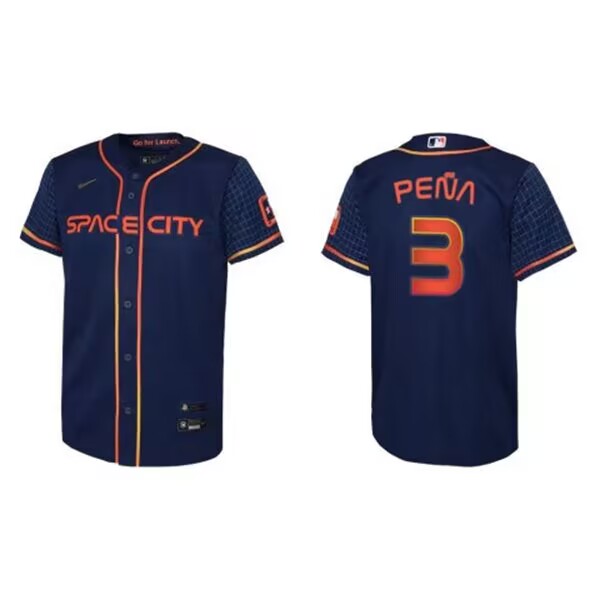 Youth Houston Astros #3 Jeremy Pena 2022 Navy Blue City Connect Flex Base Stitched Baseball Jersey