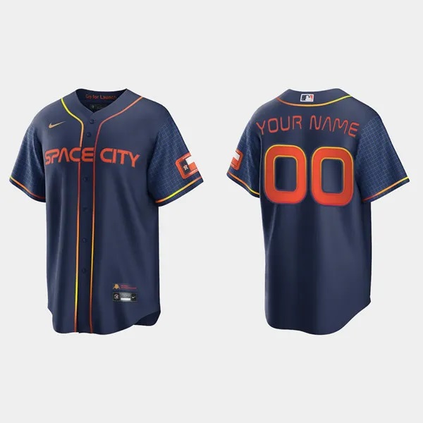 Custom Astros 2022 Navy City Connect Cool Base Stitched Jersey
