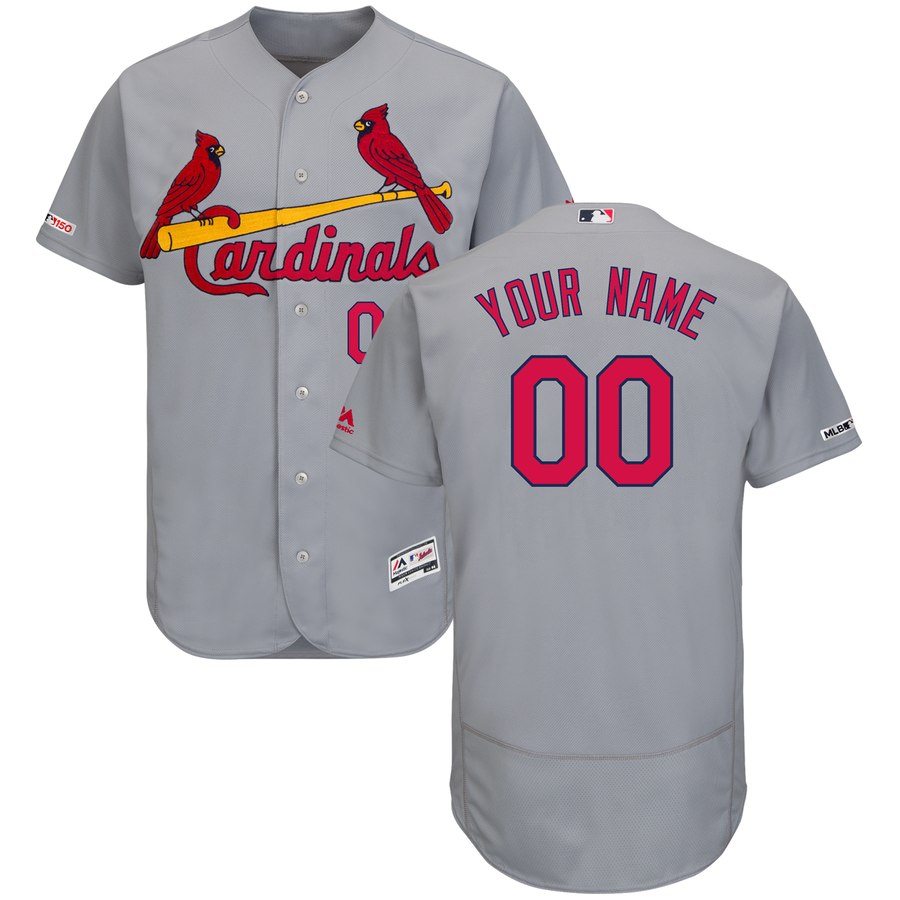 St. Louis Cardinals Majestic Road Flex Base Authentic Collection Custom Jersey Gray