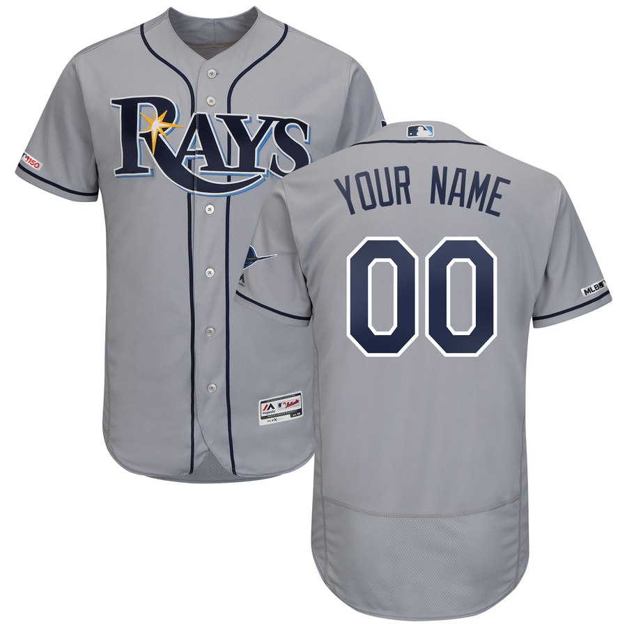 Tampa Bay Rays Majestic Road Authentic Collection Flex Base Custom Jersey Gray