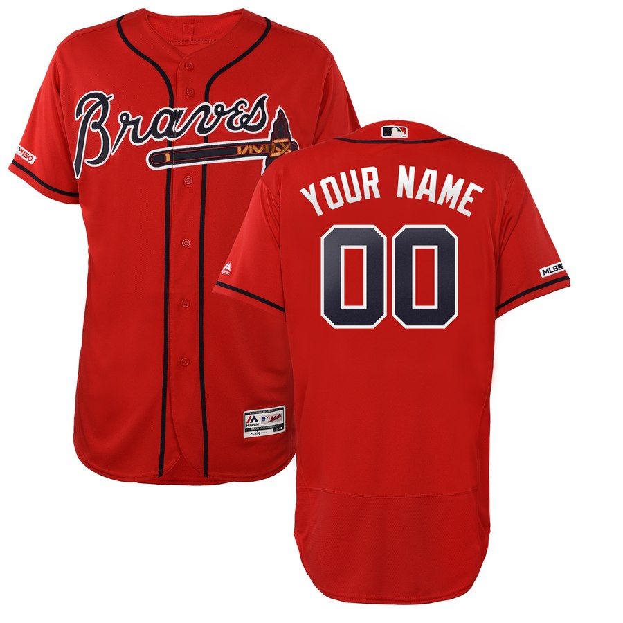 Atlanta Braves Majestic Alternate 2019 Authentic Collection Flex Base Custom Jersey Scarlet