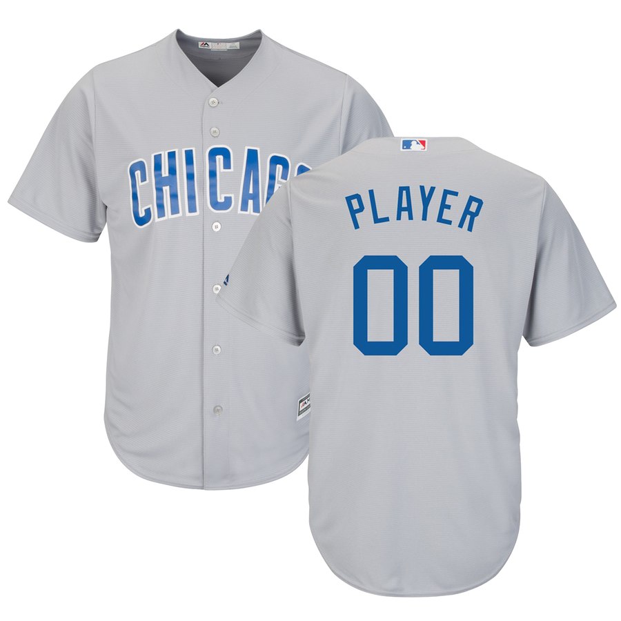 Chicago Cubs Majestic Road Cool Base Custom Jersey Gray