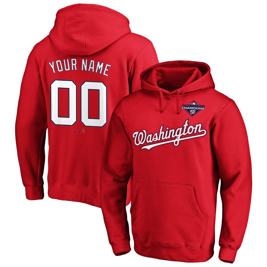 Washington Nationals Majestic 2019 World Series Champions Custom Pullover Hoodie Red
