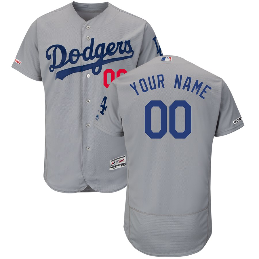 Los Angeles Dodgers Majestic Alternate Road Flex Base Authentic Collection Custom Jersey Gray