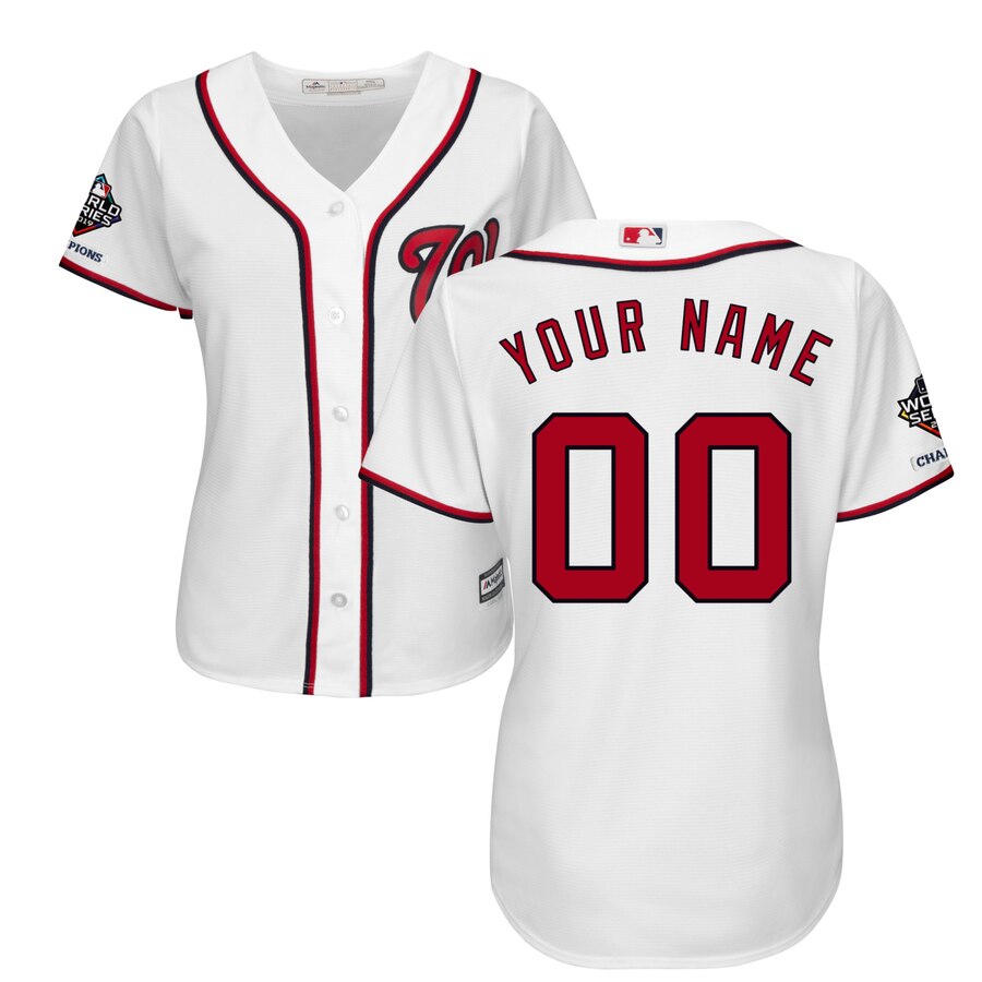 Washington Nationals Majestic Women's 2019 World Series Champions Home Official Cool Base Custom Jersey White