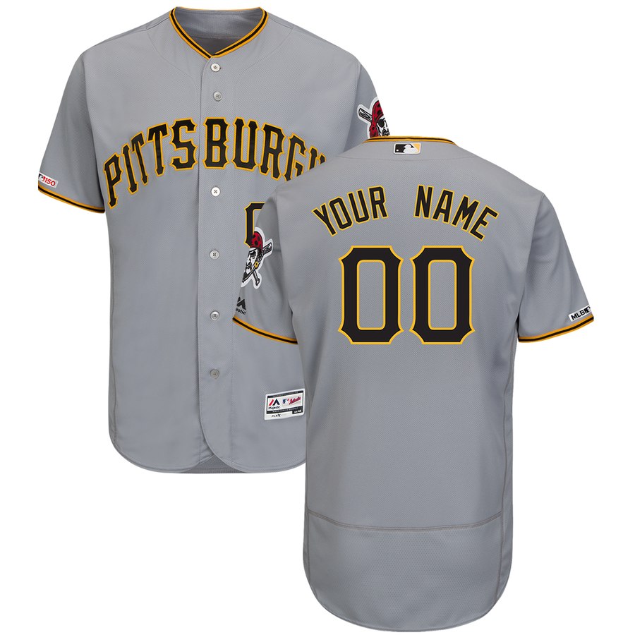 Pittsburgh Pirates Majestic Road Flex Base Authentic Collection Custom Jersey Gray