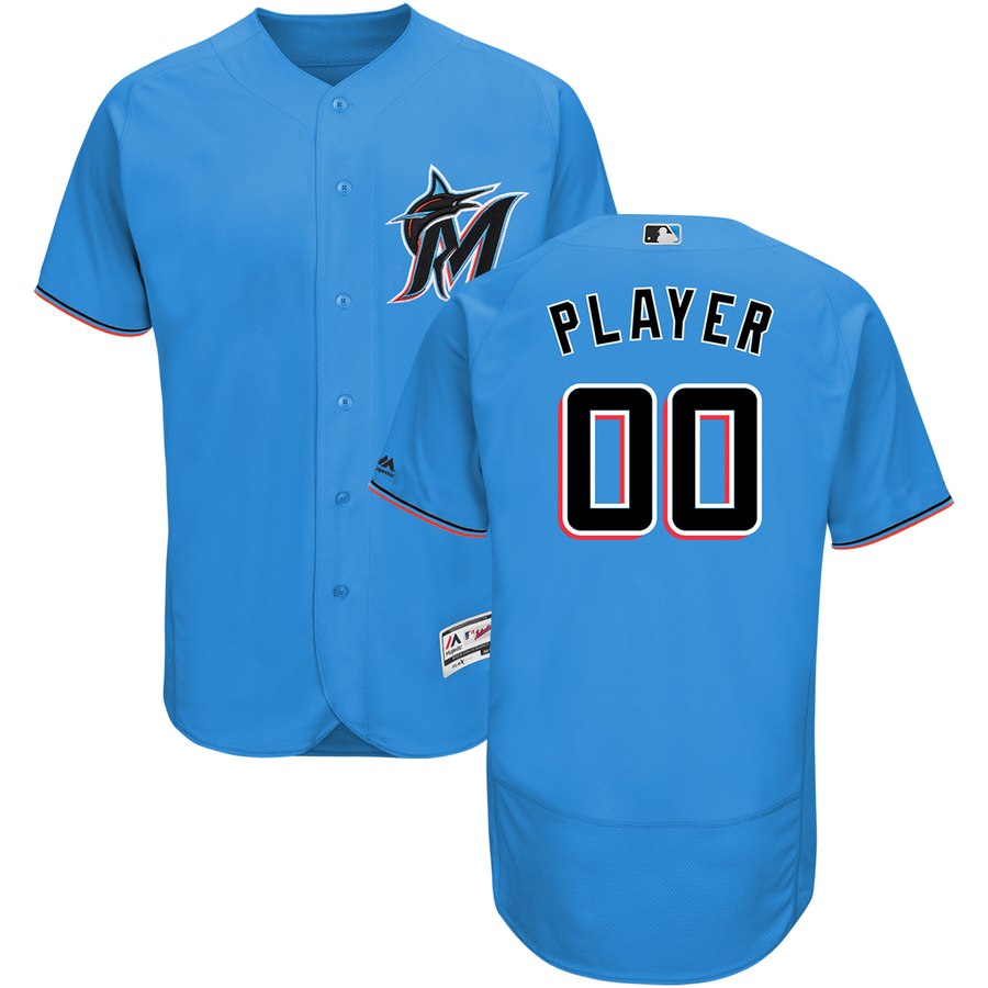 Marlins Personalized Alternate 2019 Authentic Collection Flex Base Blue MLB Jersey (S-3XL)
