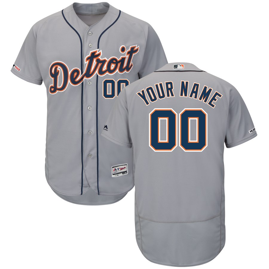 Detroit Tigers Majestic Road Flex Base Authentic Collection Custom Jersey Gray