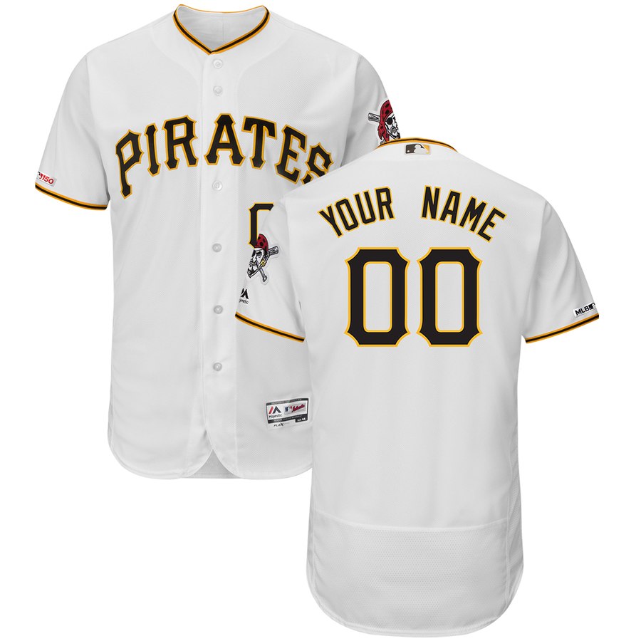 Pittsburgh Pirates Majestic Home Flex Base Authentic Collection Custom Jersey White