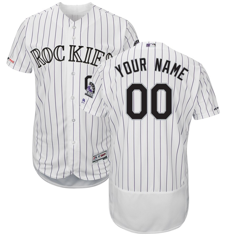 Colorado Rockies Majestic Home Flex Base Authentic Collection Custom Jersey White