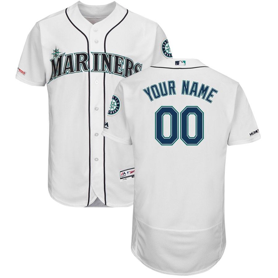 Seattle Mariners Majestic Home Flex Base Authentic Collection Custom Jersey White