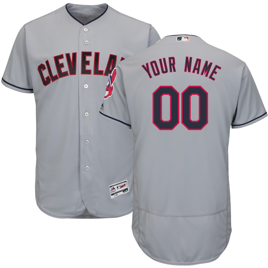 Cleveland Indians Majestic Road Flex Base Authentic Collection Custom Jersey Gray