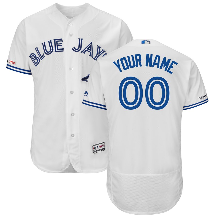 Toronto Blue Jays Majestic Home Flex Base Authentic Collection Custom Jersey White