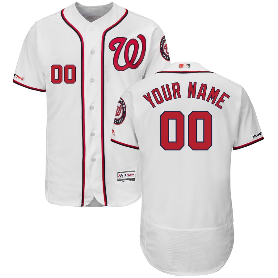 Washington Nationals Majestic Home Flex Base Authentic Collection Custom Jersey White