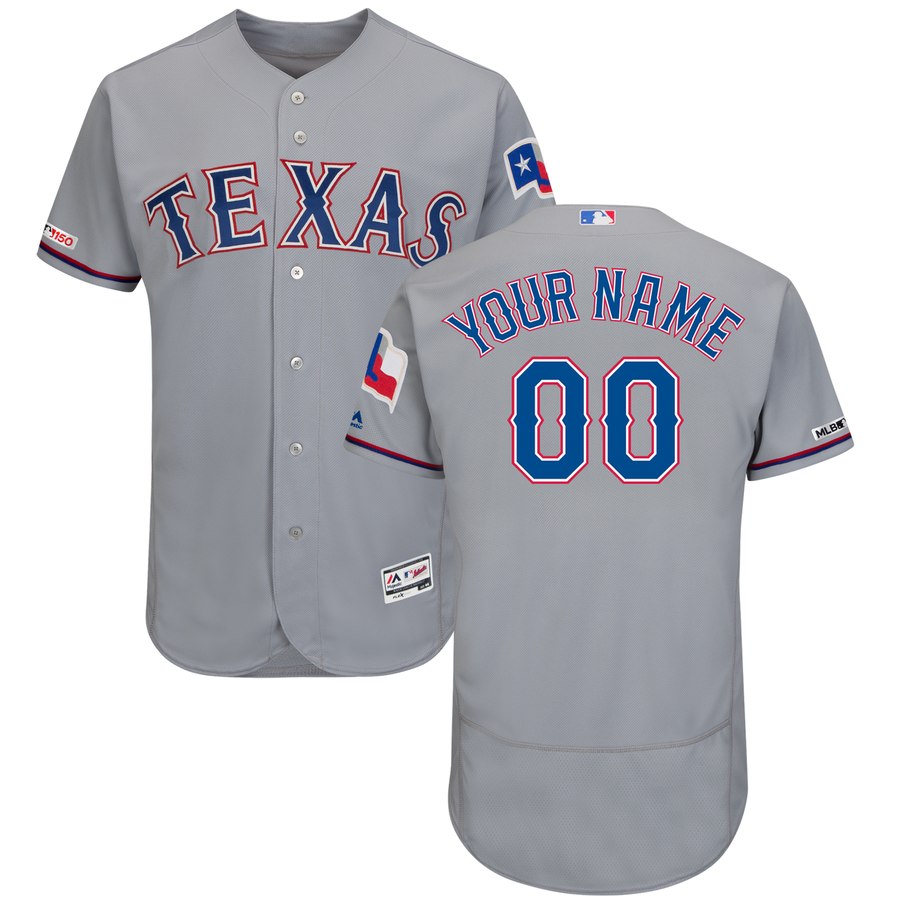 Texas Rangers Majestic Road Flex Base Authentic Collection Custom Jersey Gray