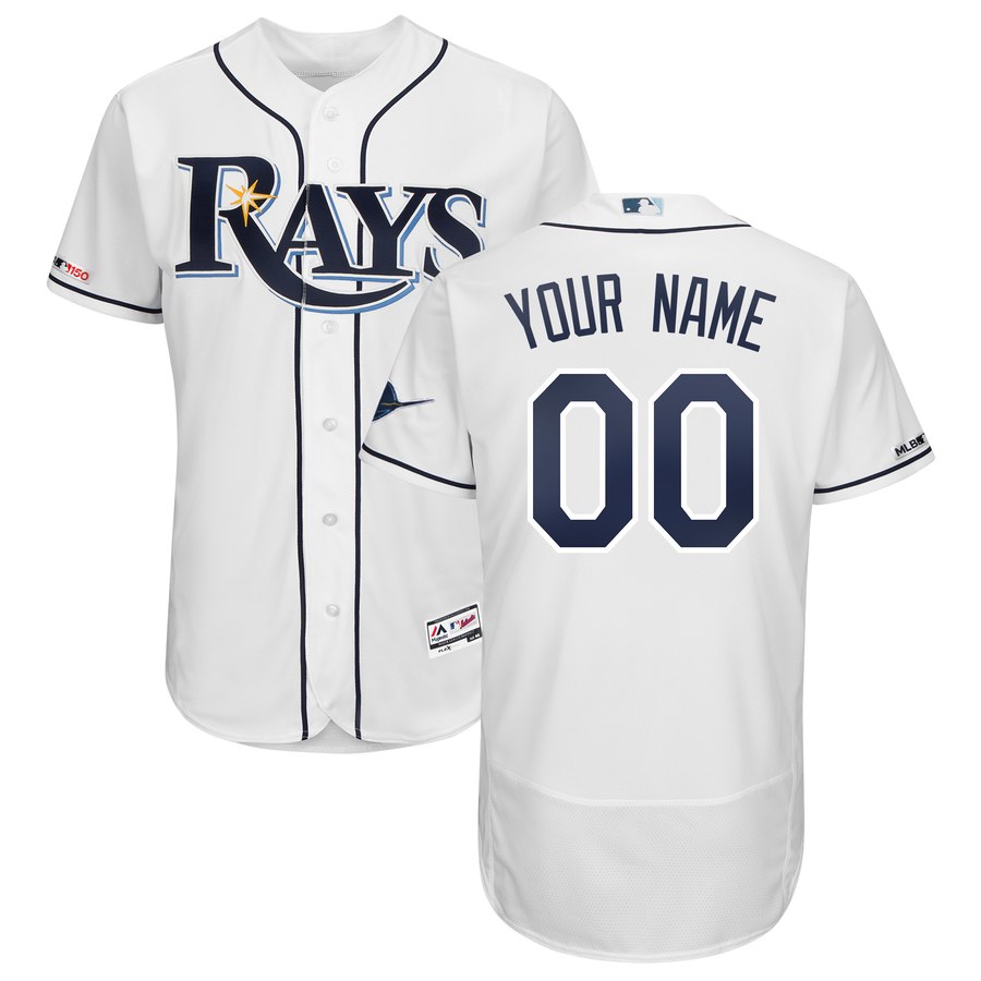Tampa Bay Rays Majestic Home Authentic Collection Flex Base Custom Jersey White