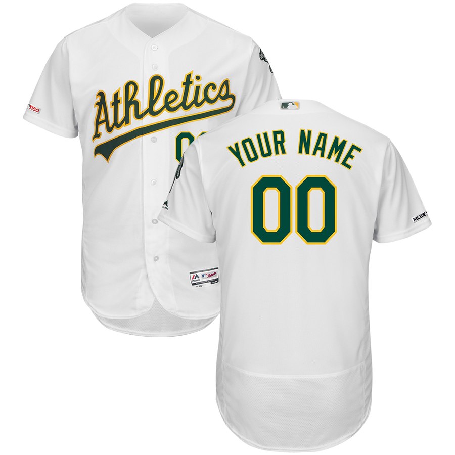 Oakland Athletics Majestic Home Flex Base Authentic Collection Custom Jersey White