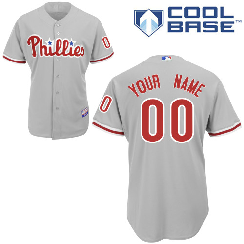 Phillies Personalized Authentic Grey Cool Base MLB Jersey (S-3XL)
