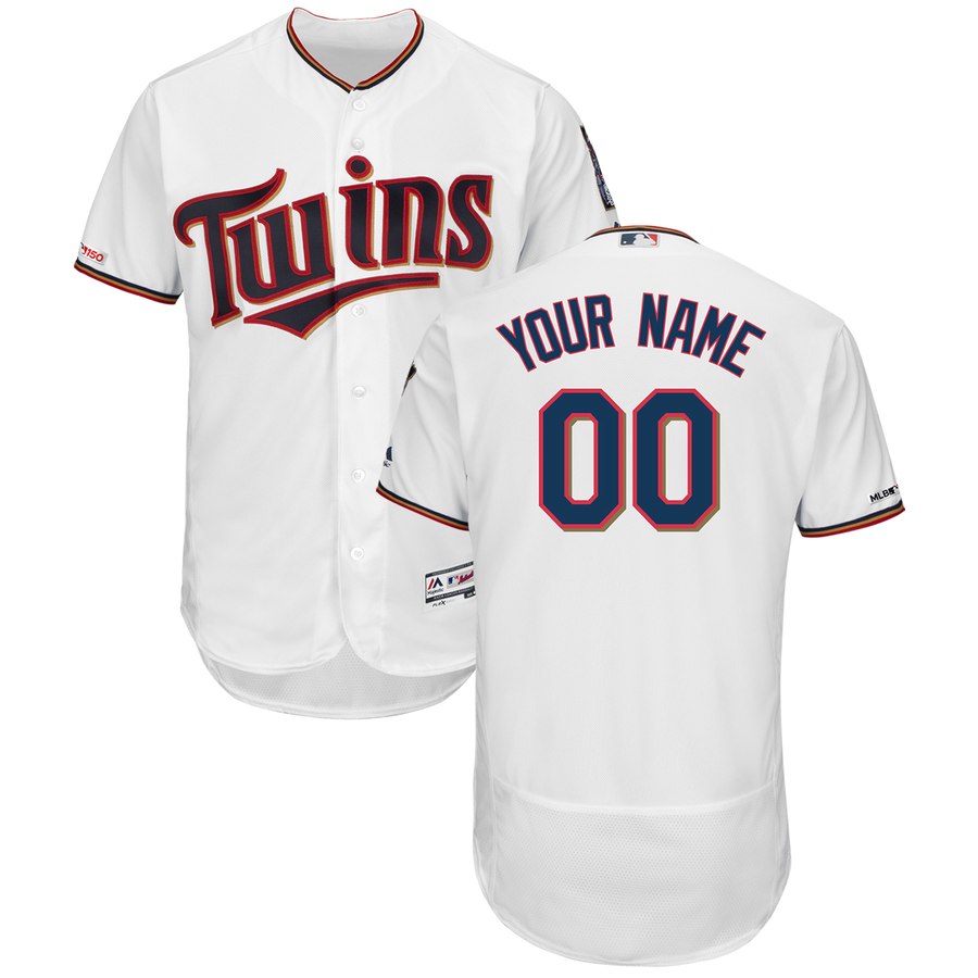Minnesota Twins Majestic Home Flex Base Authentic Collection Custom Jersey White