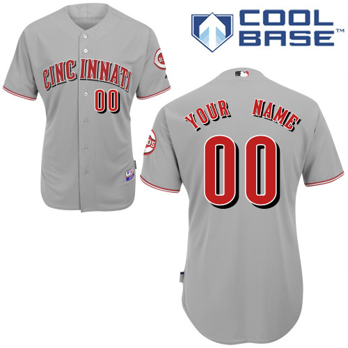 Reds Personalized Authentic Grey MLB Jersey (S-3XL)