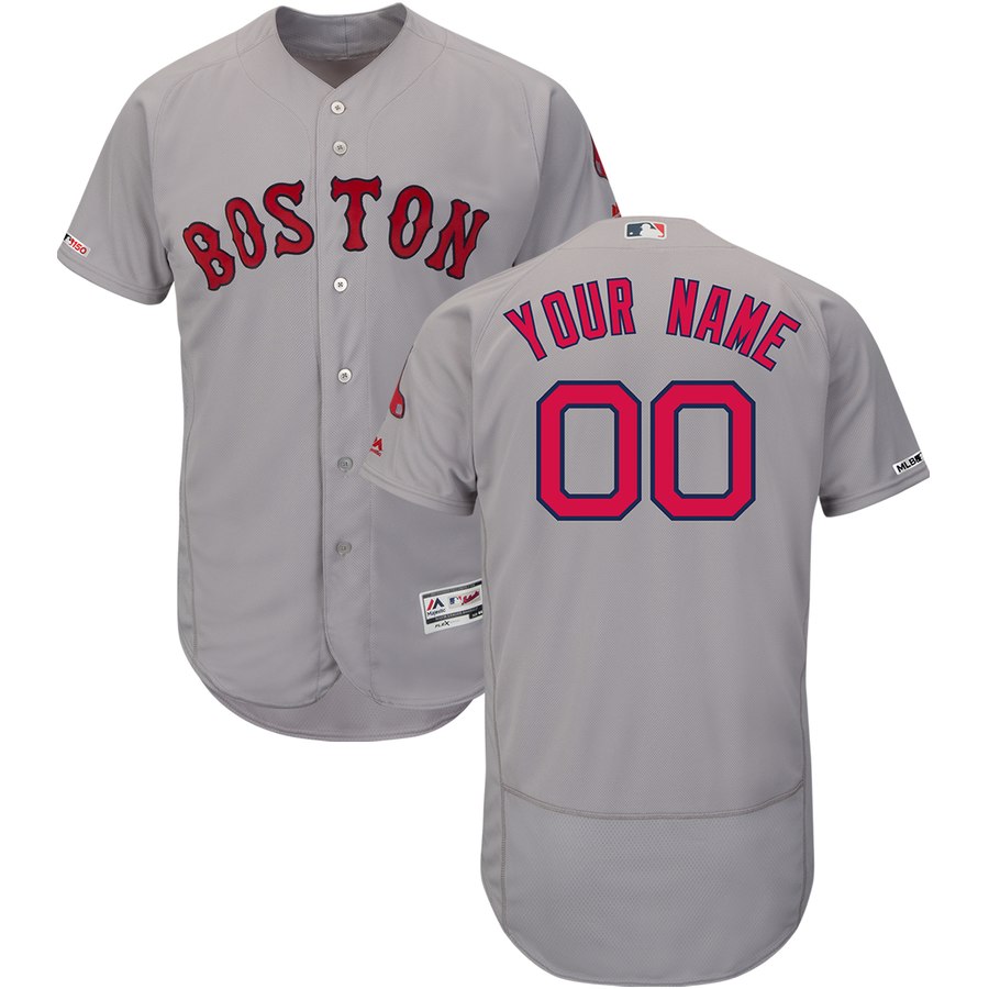 Boston Red Sox Majestic Road Flex Base Authentic Collection Custom Jersey Gray