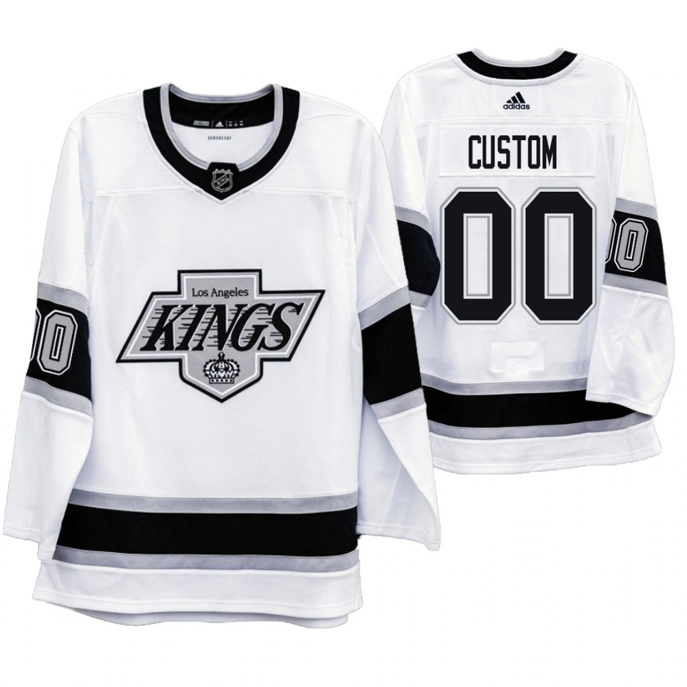 Los Angeles Kings Custom Men's Adidas 2019-20 Heritage White Throwback 90s NHL Jersey
