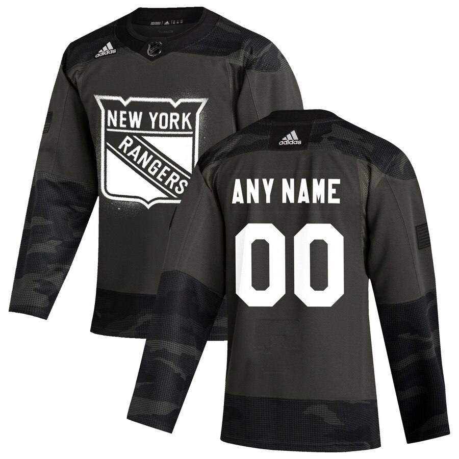 New York Rangers Adidas 2019 Veterans Day Authentic Custom Practice NHL Jersey Camo