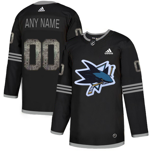Men's Adidas Sharks Personalized Authentic Black Classic NHL Jersey