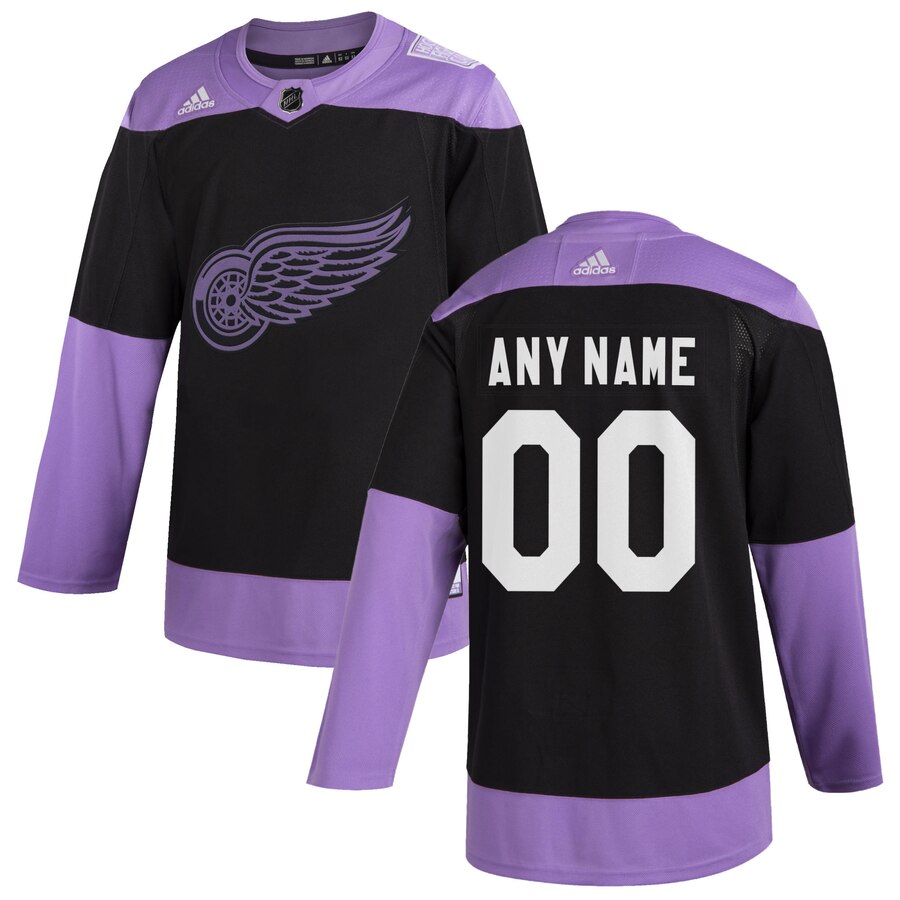 Detroit Red Wings Adidas Hockey Fights Cancer Custom Practice Jersey Black