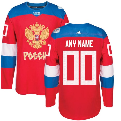 Men's Adidas Team Russia Personalized Authentic Red Road 2016 World Cup NHL Jersey