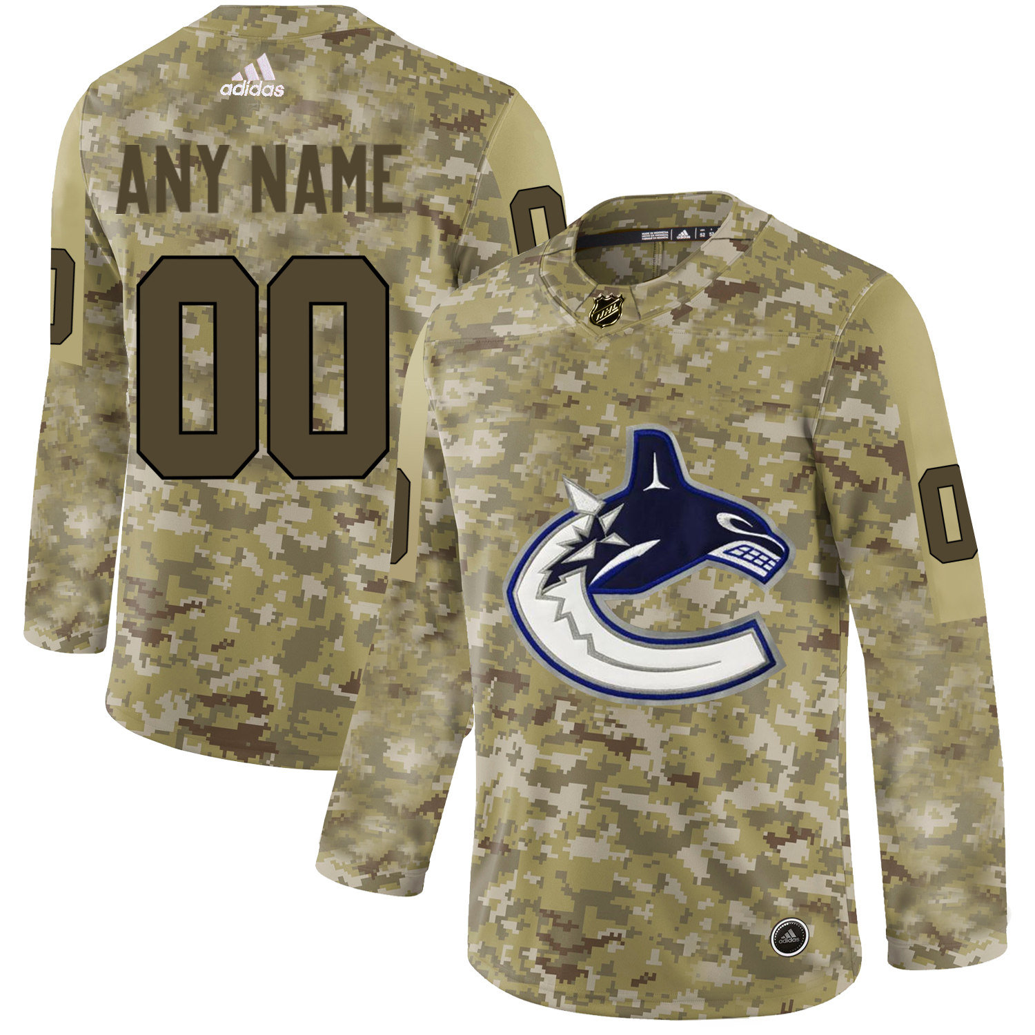 Men's Adidas Canucks Personalized Camo Authentic NHL Jersey
