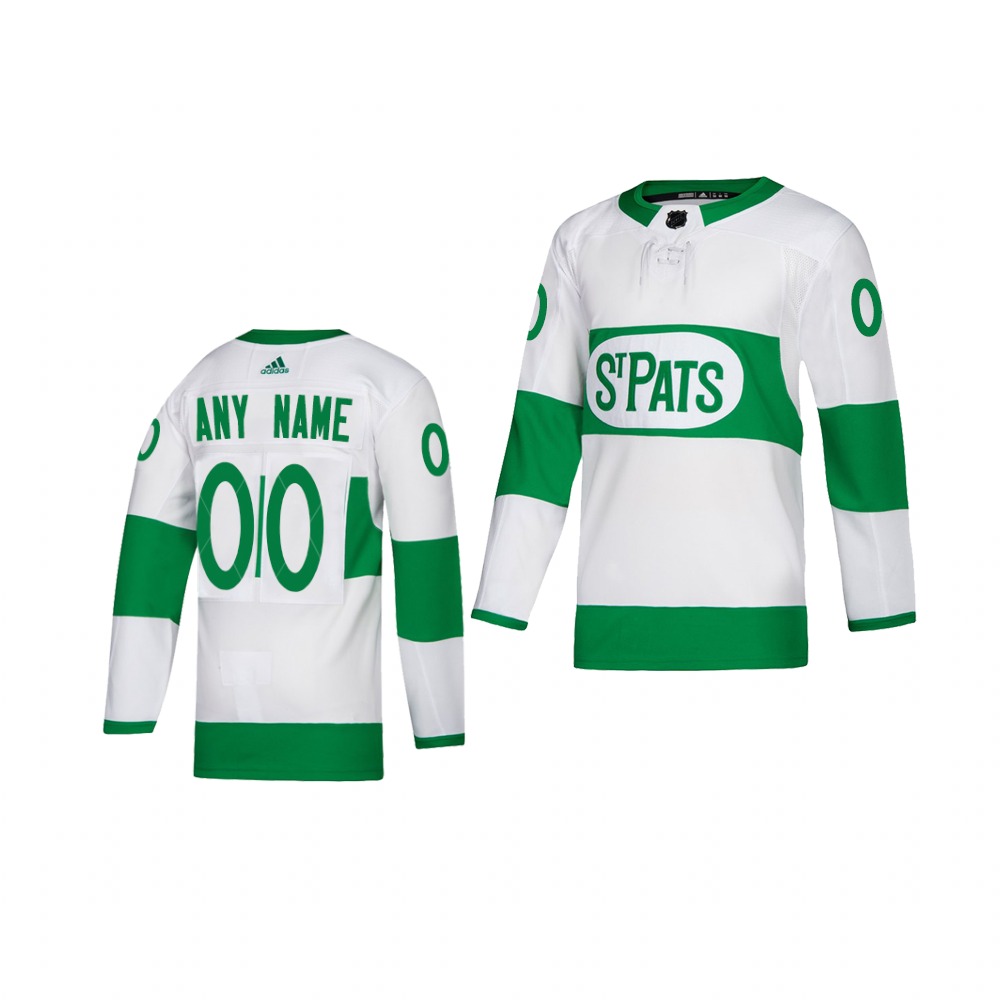 Youth Adidas Toronto Maple Leafs Personalized White St. Patrick's Day Authentic Player Custom NHL Jersey