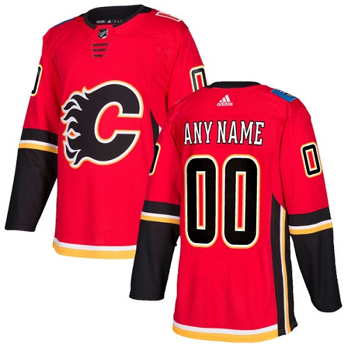 Men's Adidas Flames Personalized Authentic Red Home NHL Jersey