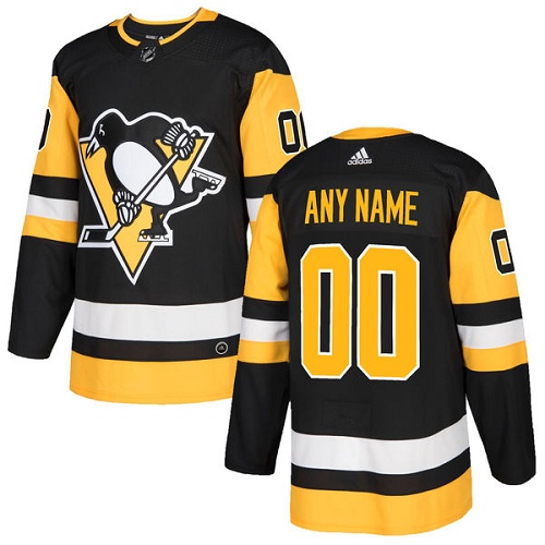 Men's Adidas Penguins Personalized Authentic Black Home NHL Jersey