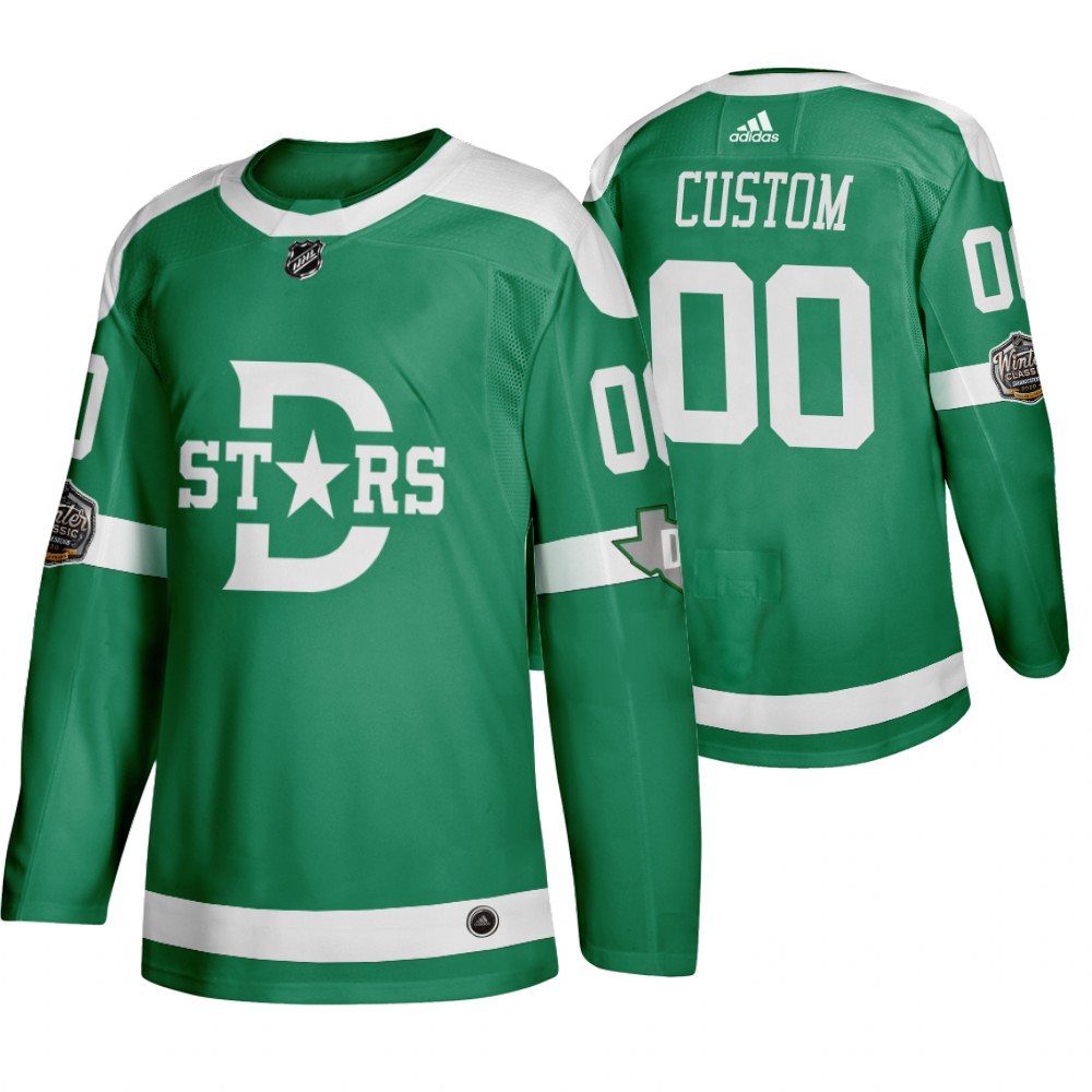 Adidas Dallas Stars Custom Men's Green 2020 Winter Classic Retro NHL Jersey