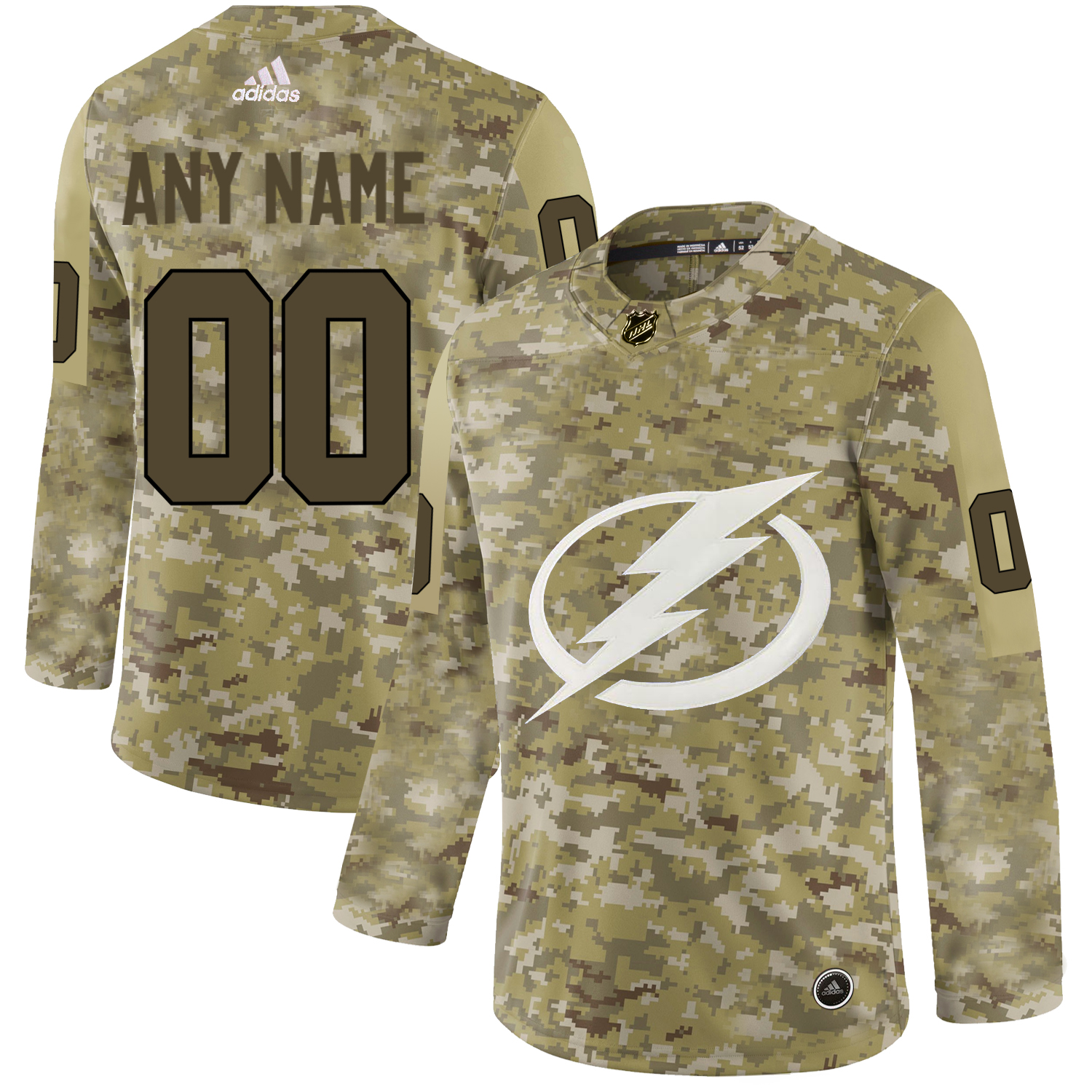 Men's Adidas Lightning Personalized Camo Authentic NHL Jersey
