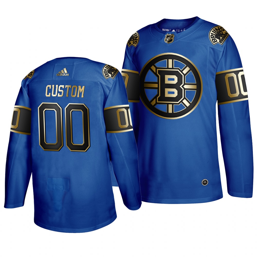 Adidas Bruins Custom 2019 Father's Day Black Golden Men's Authentic NHL Jersey Royal