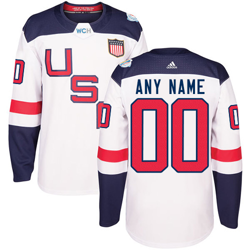 Men's Adidas Team USA Personalized Authentic White Home 2016 World Cup NHL Jersey