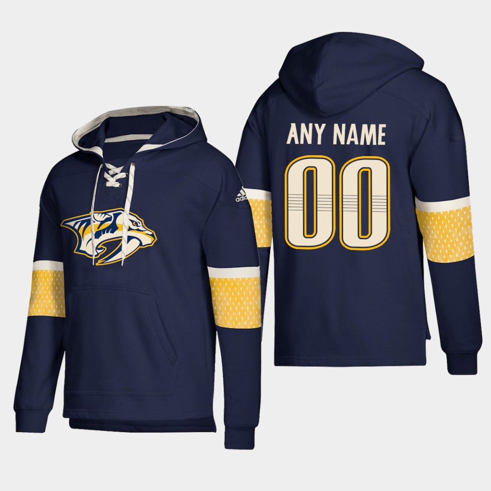 Nashville Predators Personalized Lace-Up Pullover Hoodie Navy