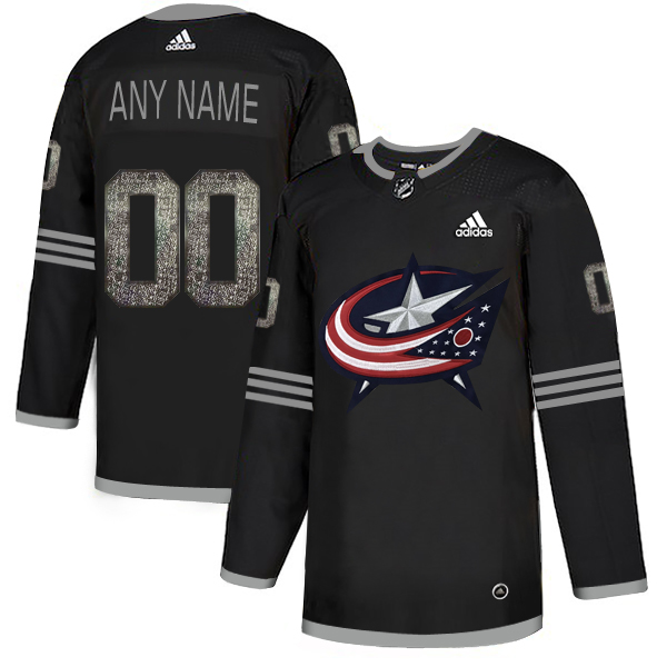Men's Adidas Blue Jackets Personalized Authentic Black Classic NHL Jersey
