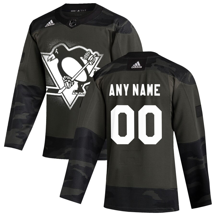 Pittsburgh Penguins Adidas 2019 Veterans Day Authentic Custom Practice NHL Jersey Camo