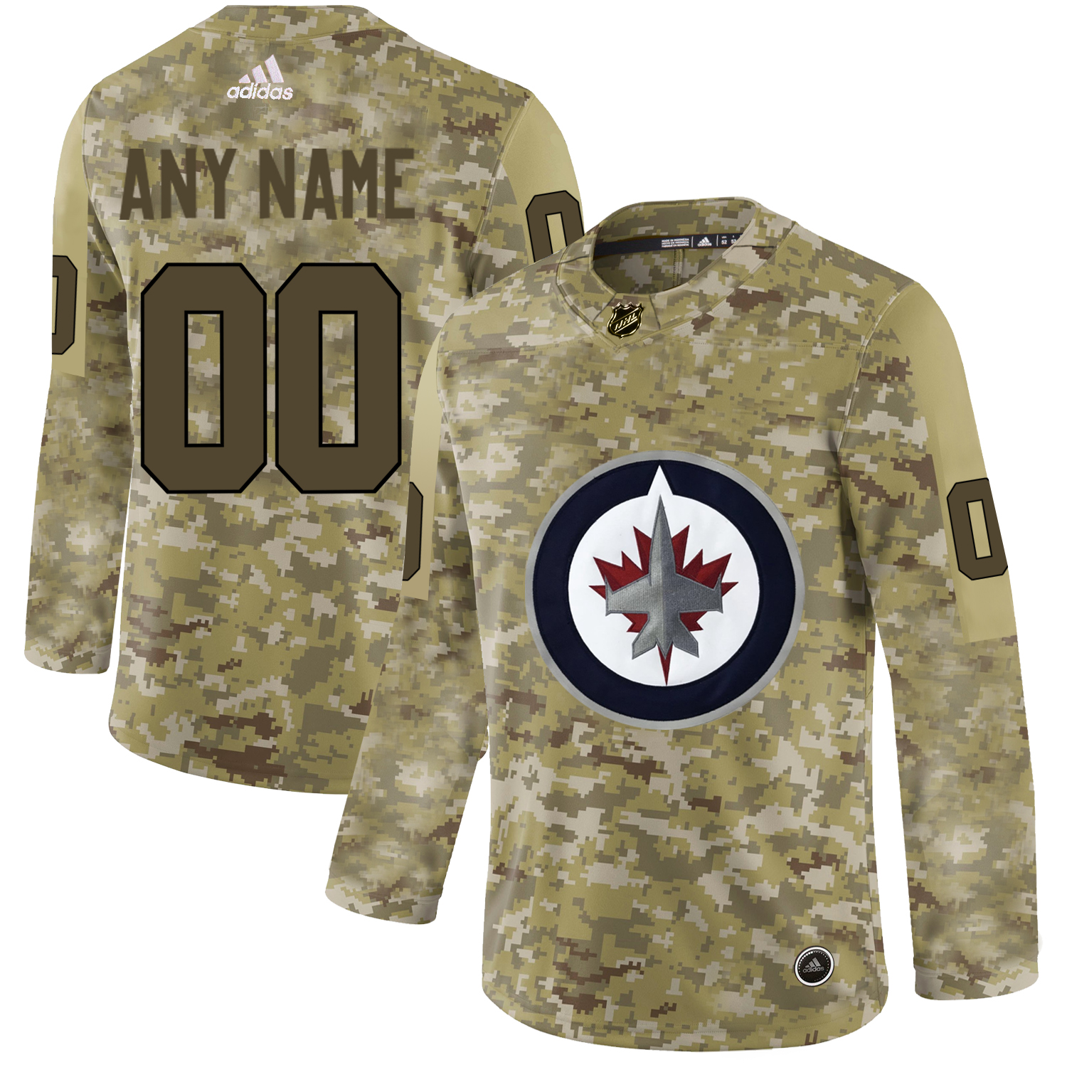 Men's Adidas Jets Personalized Camo Authentic NHL Jersey
