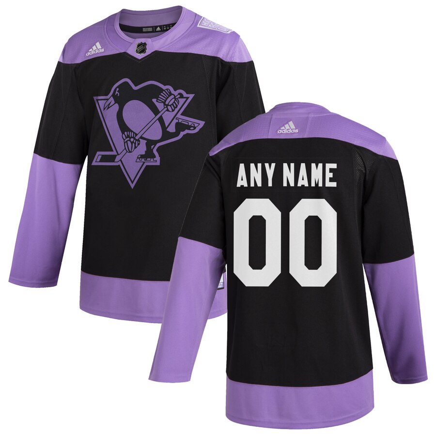 Pittsburgh Penguins Adidas Hockey Fights Cancer Custom Practice Jersey Black