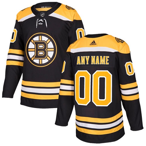 Men's Adidas Bruins Personalized Authentic Black Home NHL Jersey