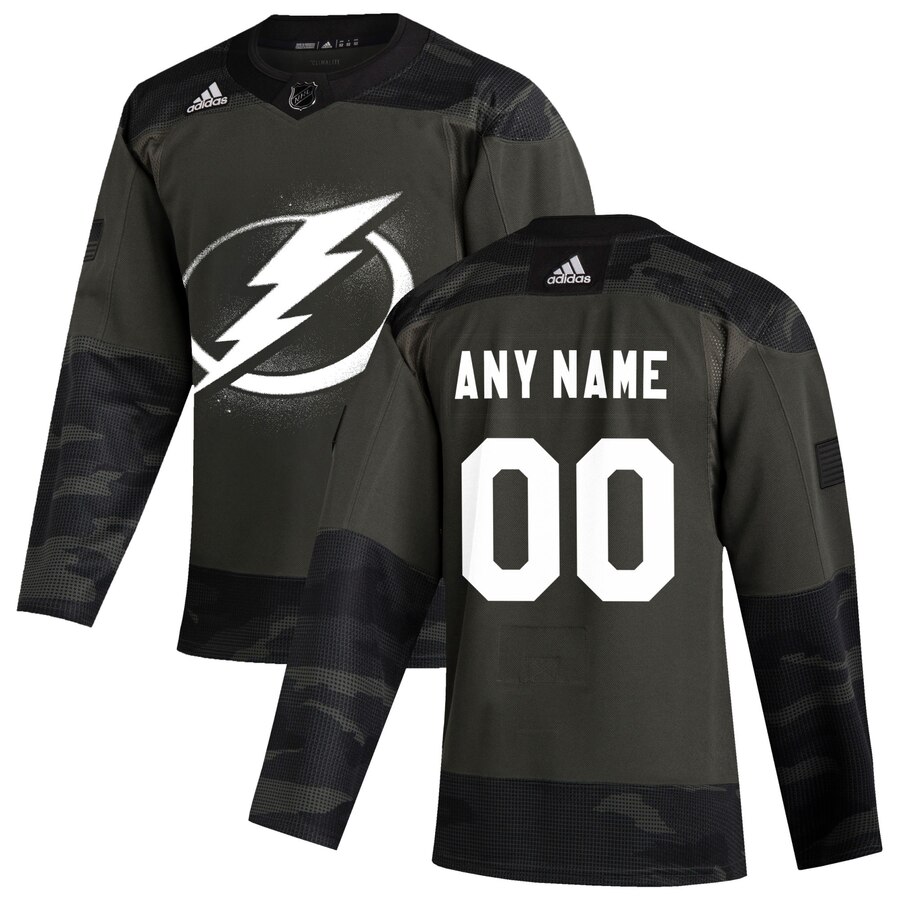Tampa Bay Lightning Adidas 2019 Veterans Day Authentic Custom Practice NHL Jersey Camo