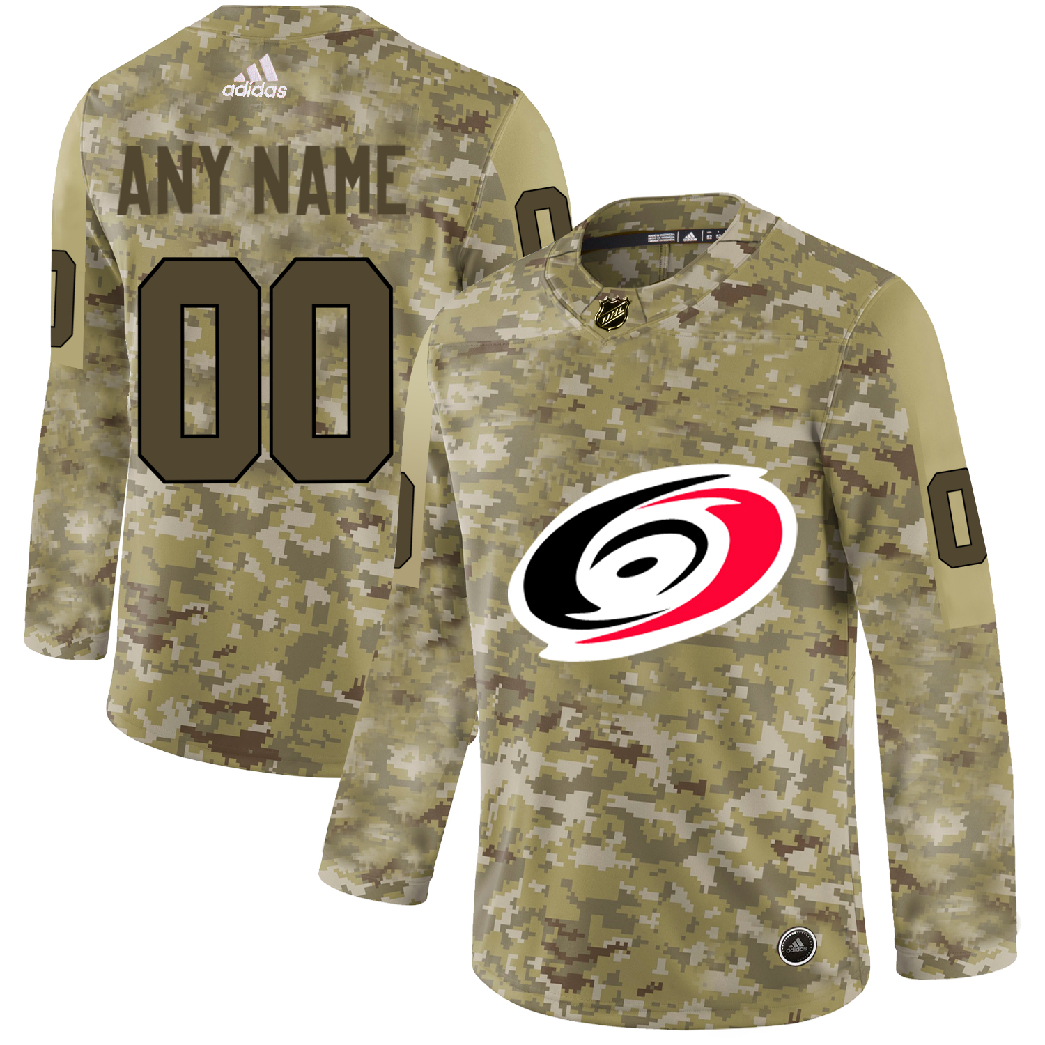 Men's Adidas Hurricanes Personalized Camo Authentic NHL Jersey