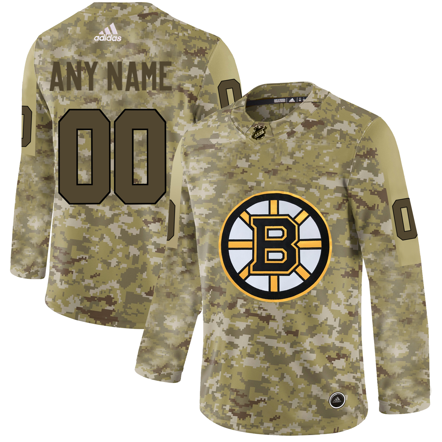 Men's Adidas Bruins Personalized Camo Authentic NHL Jersey